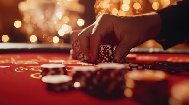 Live dealer at baccarat table in professional studio environment